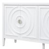 TREXM Retro Sideboarddoor with Circular Groove Design Round Metal Door Handle for Entrance, Dinning Room, Living Room (White)