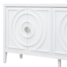 TREXM Retro Sideboarddoor with Circular Groove Design Round Metal Door Handle for Entrance, Dinning Room, Living Room (White)