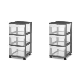 3 Drawer Cart Plastic, Set of 2