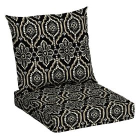 45"L x 22.7"W Black Medallion Deep-Seat Outdoor Seating Cushions (2 Pieces)