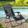 Outdoors Oversized Zero Gravity Chair Bungee Sling Lounger, Gray and Black