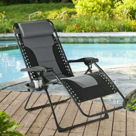 Outdoors Oversized Zero Gravity Chair Bungee Sling Lounger, Gray and Black