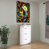 White +Oak Color shoe cabinet with 3 doors 2 drawers,PVC door with shape ,large space for storage