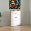White +Oak Color shoe cabinet with 3 doors 2 drawers,PVC door with shape ,large space for storage