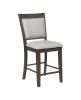 Farmhouse Style 2pc Gray Finish Counter Height Chair Bar Stool Footrest Linen Fabric Upholstered Back Seat Wooden Furniture