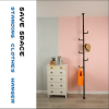 Adjustable Laundry Pole Clothes Drying Rack Coat Hanger DIY Floor to Ceiling Tension Rod Storage Organizer for Indoor, Balcony - Black