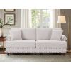 82" Chenille modern Upholstered Sofas 2 Seater Couches with Nails and Armrests (White)