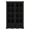 Storage Cabinet with Tempered Glass Doors Curio Cabinet with Adjustable Shelf Display Cabinet with Triple Drawers,Black