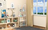Bookshelf, Ladder Shelf, 4 Tier Tall Bookcase, Modern Open Book Case for Bedroom, Living Room, Office (White)