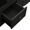 Storage Cabinet with Tempered Glass Doors Curio Cabinet with Adjustable Shelf Display Cabinet with Triple Drawers,Black