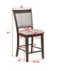 Farmhouse Style 2pc Gray Finish Counter Height Chair Bar Stool Footrest Linen Fabric Upholstered Back Seat Wooden Furniture