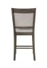 Farmhouse Style 2pc Gray Finish Counter Height Chair Bar Stool Footrest Linen Fabric Upholstered Back Seat Wooden Furniture