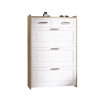 White +Oak Color shoe cabinet with 3 doors 2 drawers,PVC door with shape ,large space for storage