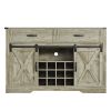 Farmhouse Storage Sideboard Buffet Coffee Bar Cabinet with Sliding Barn Door, 3 Drawers, Wine and Glass Rack - Light Gray