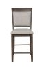 Farmhouse Style 2pc Gray Finish Counter Height Chair Bar Stool Footrest Linen Fabric Upholstered Back Seat Wooden Furniture