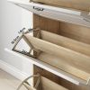 White +Oak Color shoe cabinet with 3 doors 2 drawers,PVC door with shape ,large space for storage