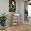 White +Oak Color shoe cabinet with 3 doors 2 drawers,PVC door with shape ,large space for storage