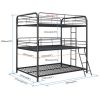 Furniture Triple Bunk Bed, FULL/FULL/FULL, black