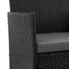 Manhattan Comfort Imperia Steel Rattan 3-Piece Patio Conversation Set with Cushions in Grey