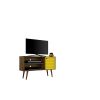 Manhattan Comfort Liberty 42.52" Mid-Century Modern TV Stand with 2 Shelves and 1 Door in Rustic Brown and Yellow