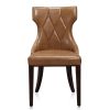 Manhattan Comfort Reine Saddle and Walnut Faux Leather Dining Chair (Set of Two)
