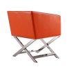 Manhattan Comfort Hollywood Orange and Polished Chrome Faux Leather Lounge Accent Chair