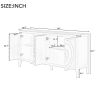 TREXM Retro Sideboarddoor with Circular Groove Design Round Metal Door Handle for Entrance, Dinning Room, Living Room (White)