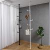 Adjustable Laundry Pole Clothes Drying Rack Coat Hanger DIY Floor to Ceiling Tension Rod Storage Organizer for Indoor, Balcony - Black