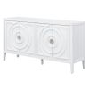 TREXM Retro Sideboarddoor with Circular Groove Design Round Metal Door Handle for Entrance, Dinning Room, Living Room (White)
