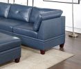 Genuine Leather Ink Blue Tufted 6pc Modular Sofa Set 3x Corner Wedge 2x Armless Chair 1x Ottoman Living Room Furniture Sofa Couch