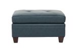 Genuine Leather Ink Blue Tufted 6pc Modular Sofa Set 3x Corner Wedge 2x Armless Chair 1x Ottoman Living Room Furniture Sofa Couch