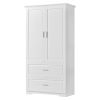 Tall Bathroom Storage Cabinet, Cabinet with Two Doors and Drawers, Adjustable Shelf, MDF Board, White