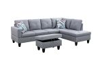 66.5" Grey Linen 3-Piece Living Room Sofa Set