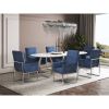 Manhattan Comfort Element Blue Velvet Dining Armchair