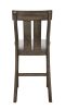 2pc Brown Oak & Gray Fabric Counter Height Dining Chair Rustic Farmhouse Style Standard Dining Height Upholstered Seat Wooden Furniture