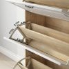 White +Oak Color shoe cabinet with 3 doors 2 drawers,PVC door with shape ,large space for storage