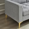 218*141*87cm Burlap Diamond Electroplated Gold Trident Legs Three Seats With Footstool Indoor Modular Sofa Light Gray