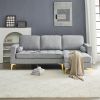 218*141*87cm Burlap Diamond Electroplated Gold Trident Legs Three Seats With Footstool Indoor Modular Sofa Light Gray