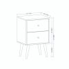 Manhattan Comfort Liberty Mid-Century Modern Nightstand 2.0 with 2 Full Extension Drawers in White and Aqua Blue with Solid Wood Legs