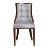 Manhattan Comfort Fifth Avenue Silver and Walnut Faux Leather Dining Chair (Set of Two)