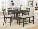 Farmhouse Style 2pc Gray Finish Counter Height Chair Bar Stool Footrest Linen Fabric Upholstered Back Seat Wooden Furniture