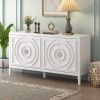 TREXM Retro Sideboarddoor with Circular Groove Design Round Metal Door Handle for Entrance, Dinning Room, Living Room (White)
