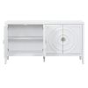 TREXM Retro Sideboarddoor with Circular Groove Design Round Metal Door Handle for Entrance, Dinning Room, Living Room (White)