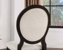 Transitional Espresso and Ivory Side Chairs Set of 2 Chairs Dining Room Furniture 100% Polyester Round Curved Backrest