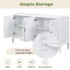 TREXM Retro Sideboarddoor with Circular Groove Design Round Metal Door Handle for Entrance, Dinning Room, Living Room (White)