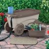 Outdoor Rolling Garden Scooter with Wheels & Pull Strap, Light Taupe, 14.5 in D x 24.25 in H x 13.5 in W