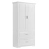Tall Bathroom Storage Cabinet, Cabinet with Two Doors and Drawers, Adjustable Shelf, MDF Board, White