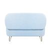 Blue Storage Ottoman Bench for End of Bed Gold Legs, Modern Grey Faux Fur Entryway Bench Upholstered Padded with Storage for Living Room Bedroom