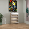 White +Oak Color shoe cabinet with 3 doors 2 drawers,PVC door with shape ,large space for storage