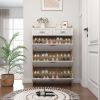 White +Oak Color shoe cabinet with 3 doors 2 drawers,PVC door with shape ,large space for storage